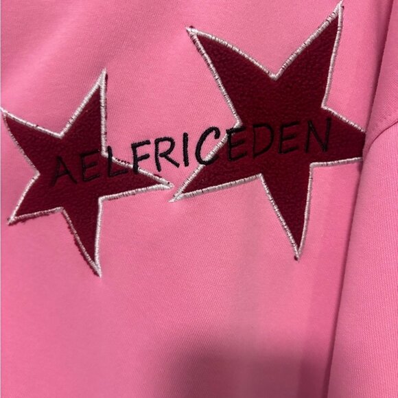 Aelfric Eden Oversized Pink Hoodie with Red Star Design Medium Streetwear - Picture 4 of 8